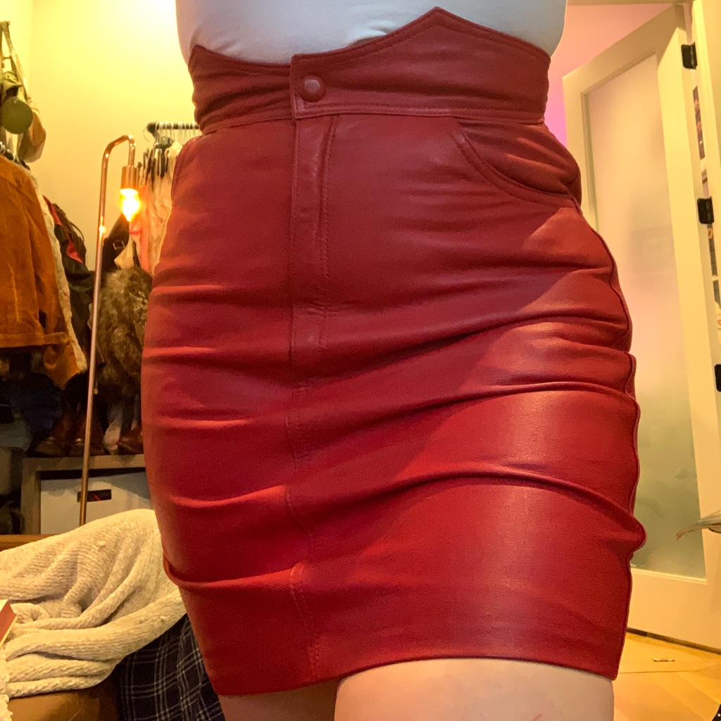 Vintage Red Hot Leather Skirt